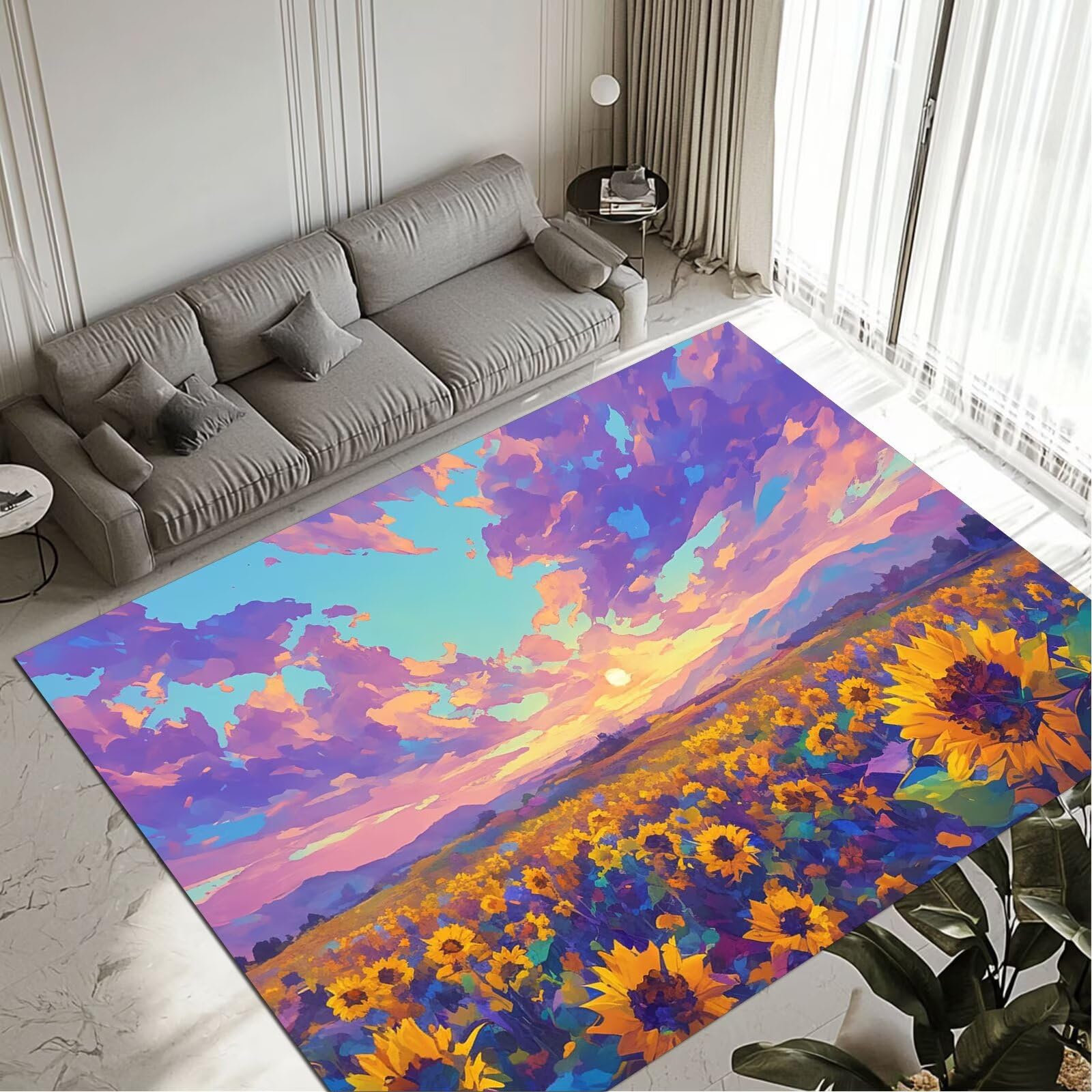 Petit tapis salon lavable Sunflower 60x90cm idéal pour entrée et cuisine
