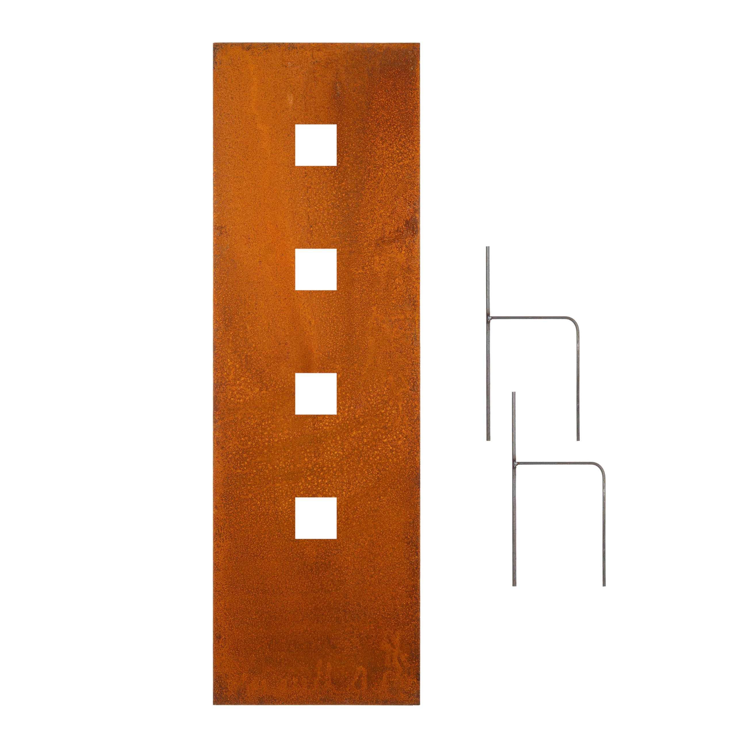 D&L Lasertec Edelrost Garten Sichtschutzwand Metall 160x50 abstrakt, schlicht, modern inkl. Bodenanker