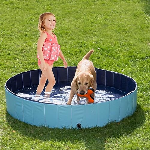 Miniatura 2 de OWNPETS Piscina plegable para mascotas con cepillo de baño, piscina plegable para perros, piscina de plástico duro antideslizante, piscina para