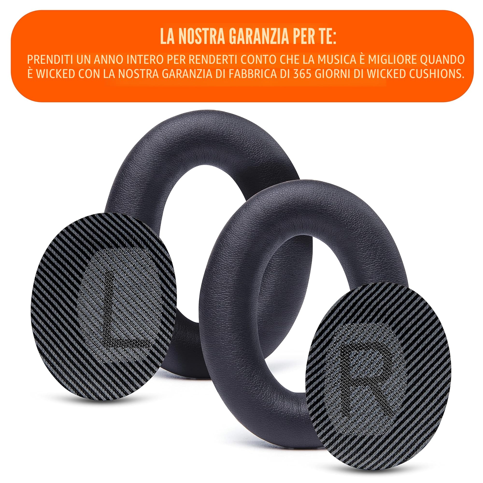 WC Cuscinetti auricolari di ricambio aggiornati per le cuffie Bose QC35 e QC35ii (QuietComfort 35) di Wicked Cushions - Pelle più morbida, lussuosa memory foam, extra spessa e resistente | nero