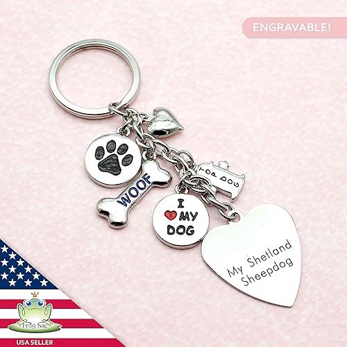 Miniatura 7 de Llavero de perro para mujer, llavero grabado de acero inoxidable para hombres, accesorios de mascotas lindos con encantos