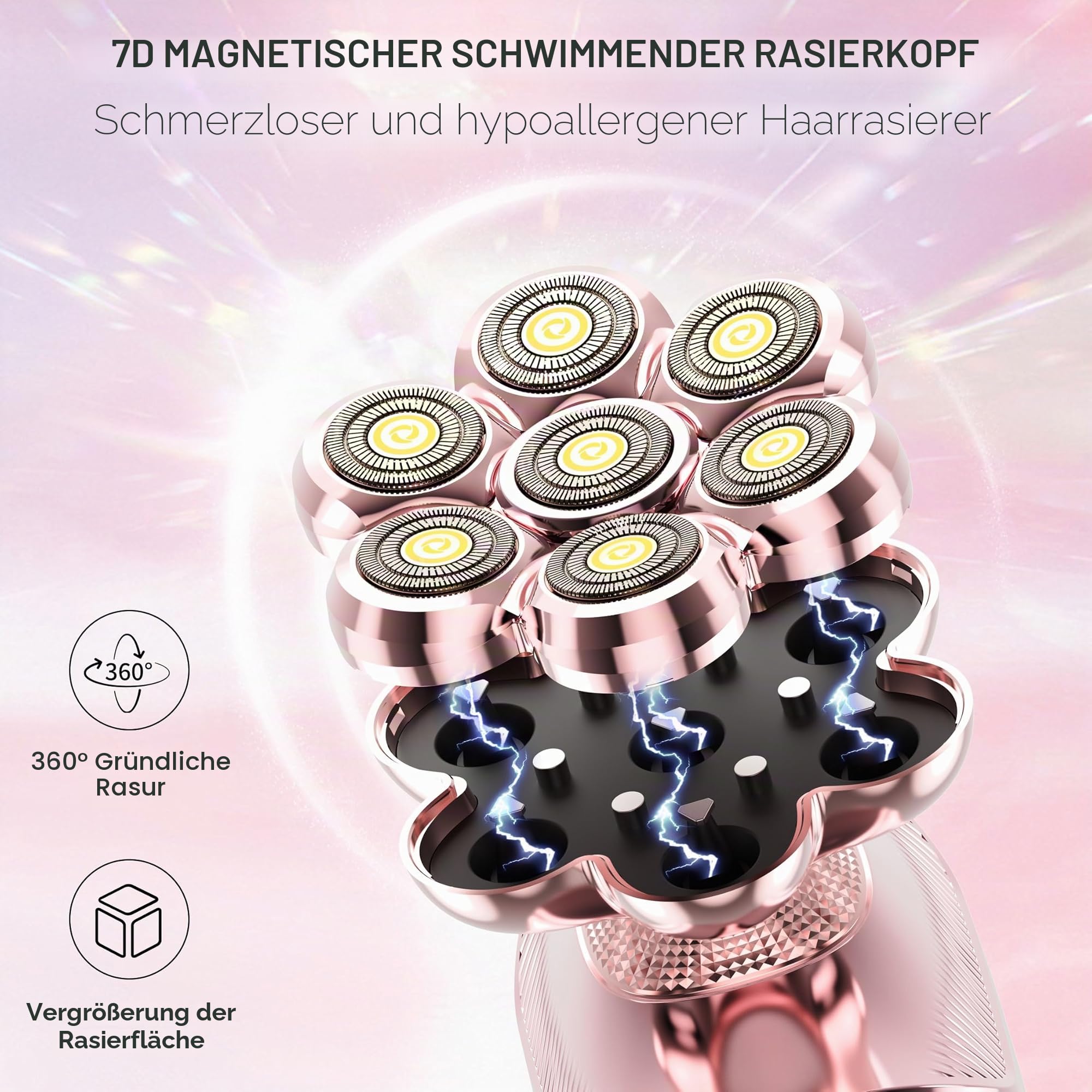 Erleben Sie schmerzfreie Haarentfernung überall und jederzeit – HEBECA 7D Elektrorasierer für Frauen