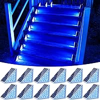 Vista 15 de VOLISUN Paquete de 12 luces solares para escaleras, 7 colores fijos, luces solares para escalones al aire libre, impermeables, IP67, luz LED