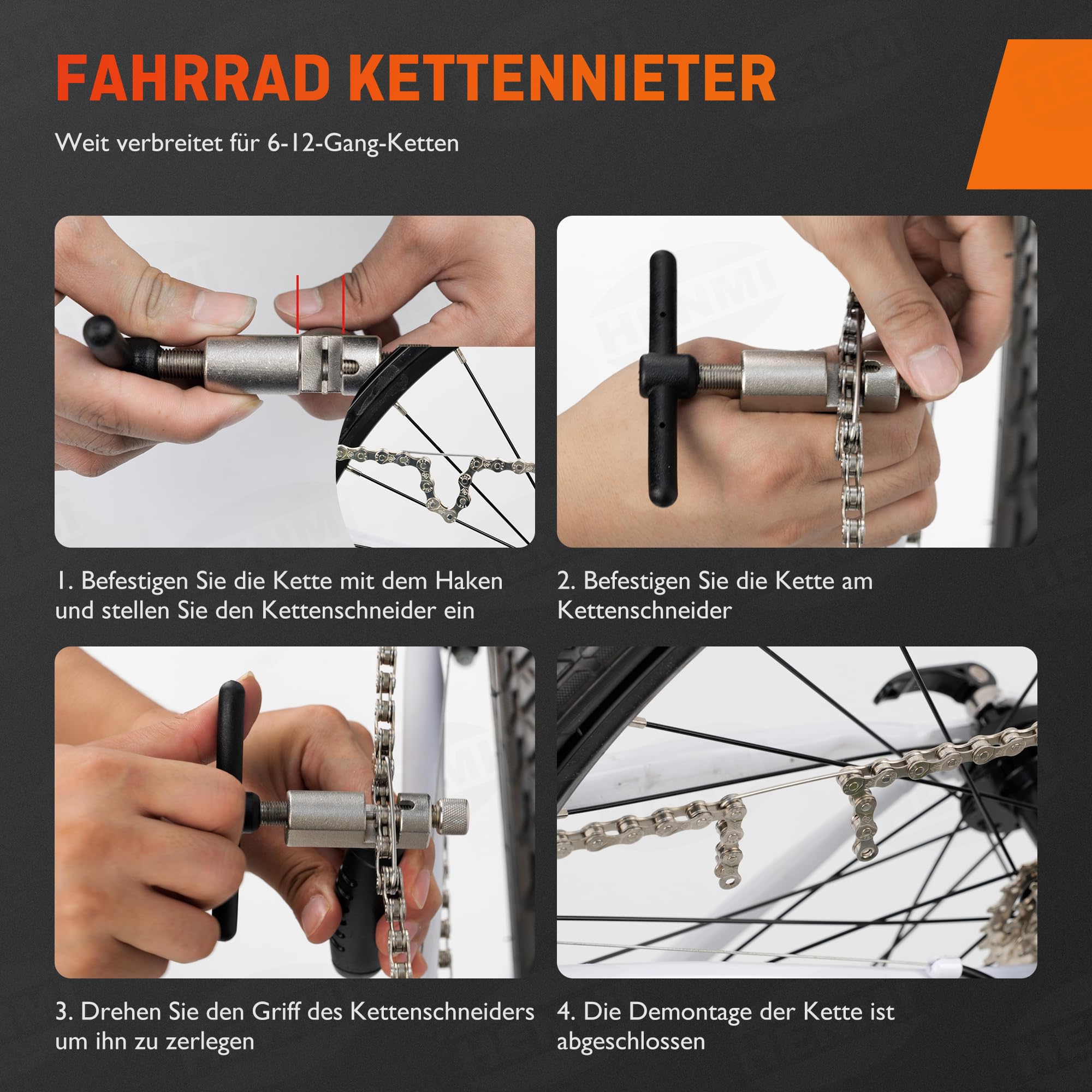 NUWIQ Fahrrad Kettenwerkzeug Set - 12-teilig Für Alle Fahrradtypen