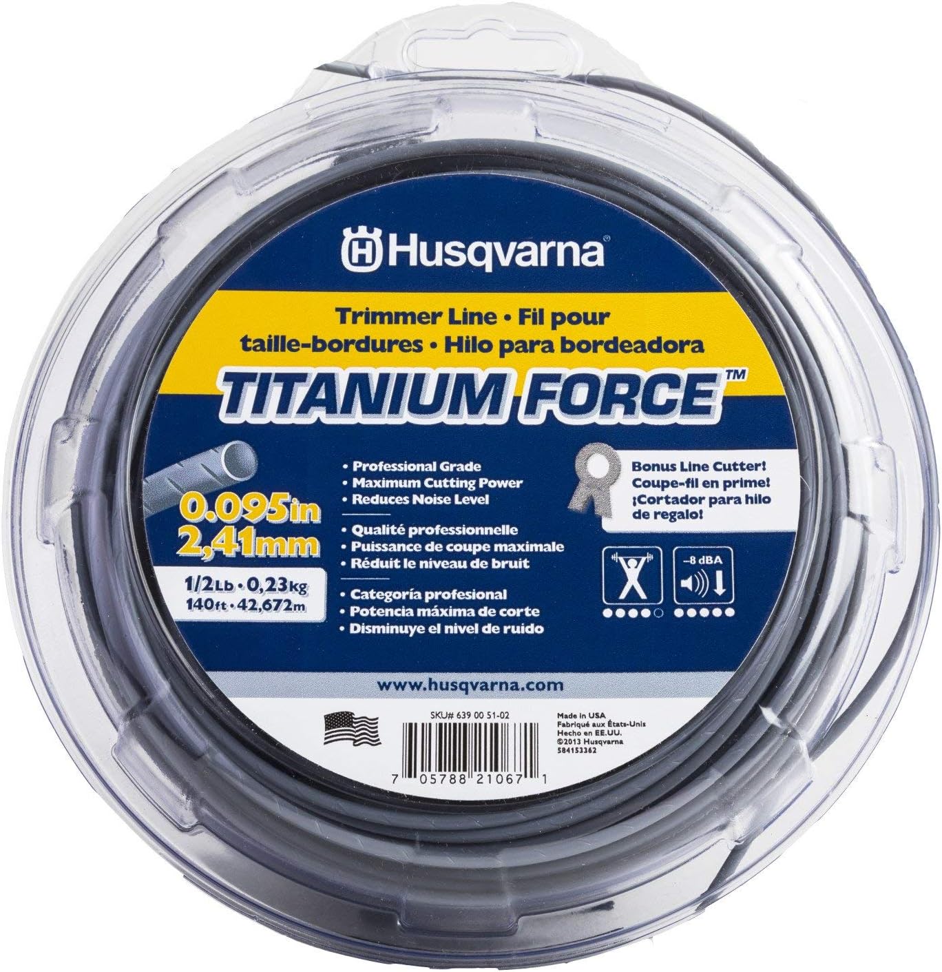 Orange/Gray, Titanium Force String Trimmer Lines, 0.095 Inch by 1/2 Inch