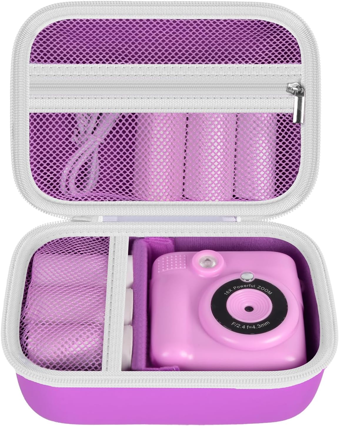 Kids Camera Case Compatible with Esoxoffore/for Dududragon/ for Bofider/ for Letshaha/ for Masterbee/ for Dylanto/ for Mgaolo Instant Print Camera, Digital Video Cameras Storage for Roll Papers-Purple