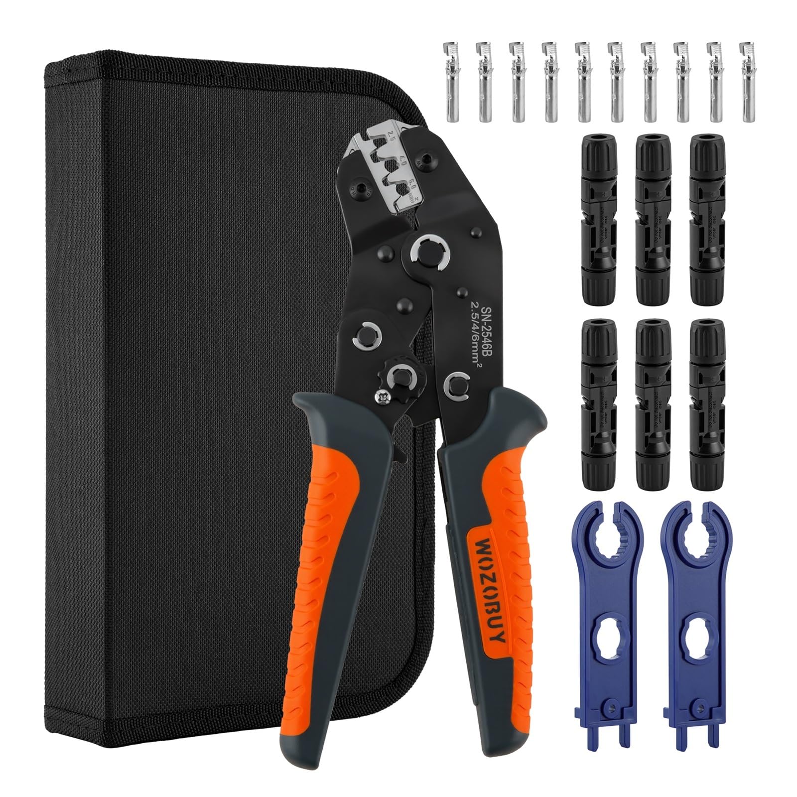 Solar PV Panel Crimping Tool Kit,2.5/4/6mm² Crimper for Cables Connectors Ergonomic Anti-Slip Handle-SN-2546B