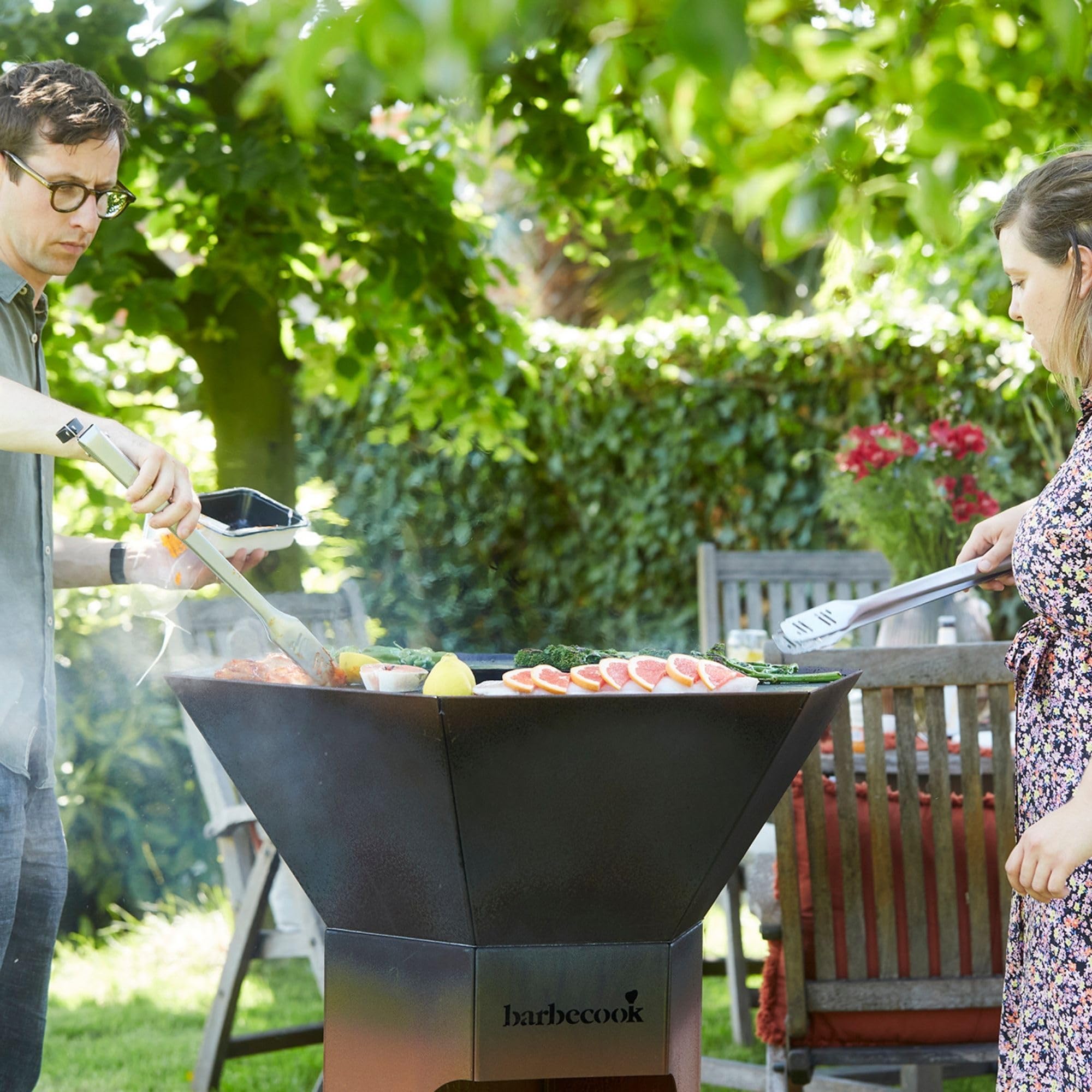 Barbecook Zestaw sztućców do grilla, trzyczęściowy, zestaw premium ze szpachelką do grilla, nożem szefa kuchni i szczypcami do grilla ze stali nierdzewnej, 45,7 cm