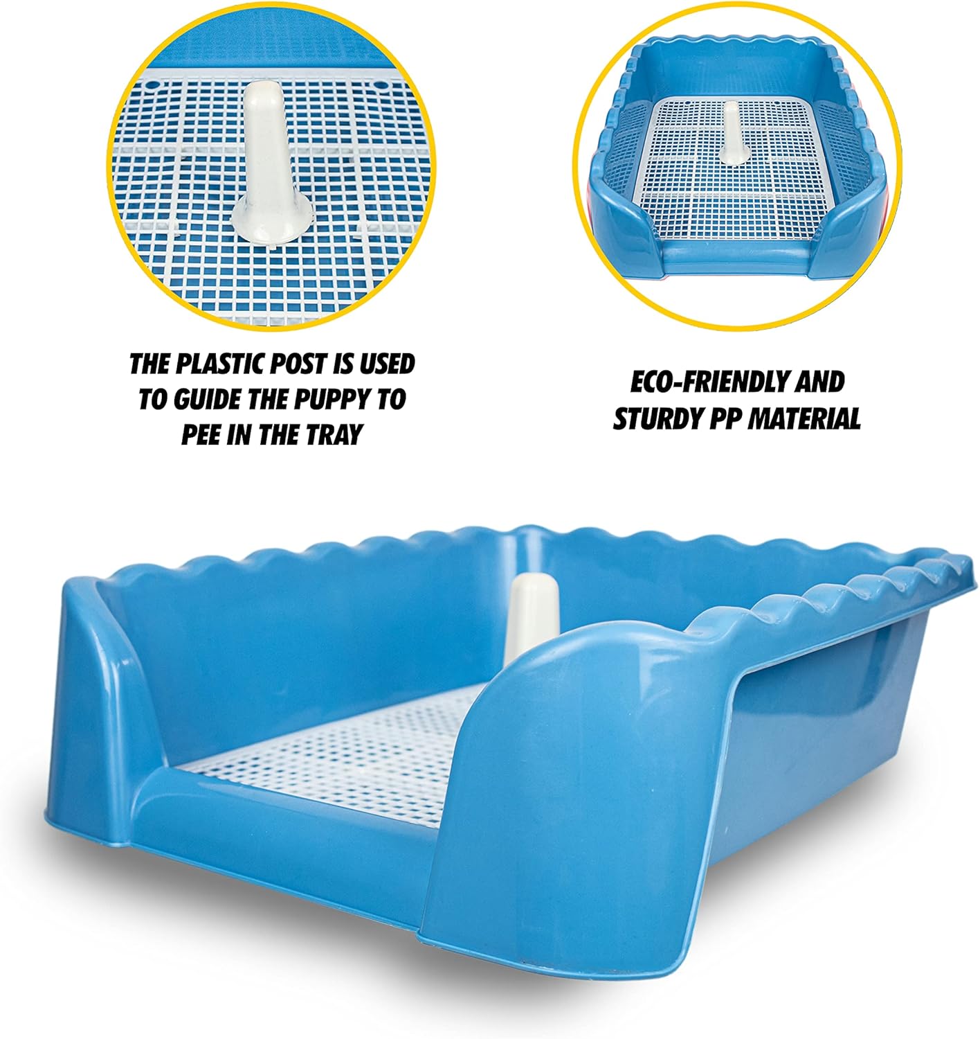 Lutema Indoor/Outdoor Training Dog Potty Tray for Small and Medium Puppies Litter Boxes in (Blue)