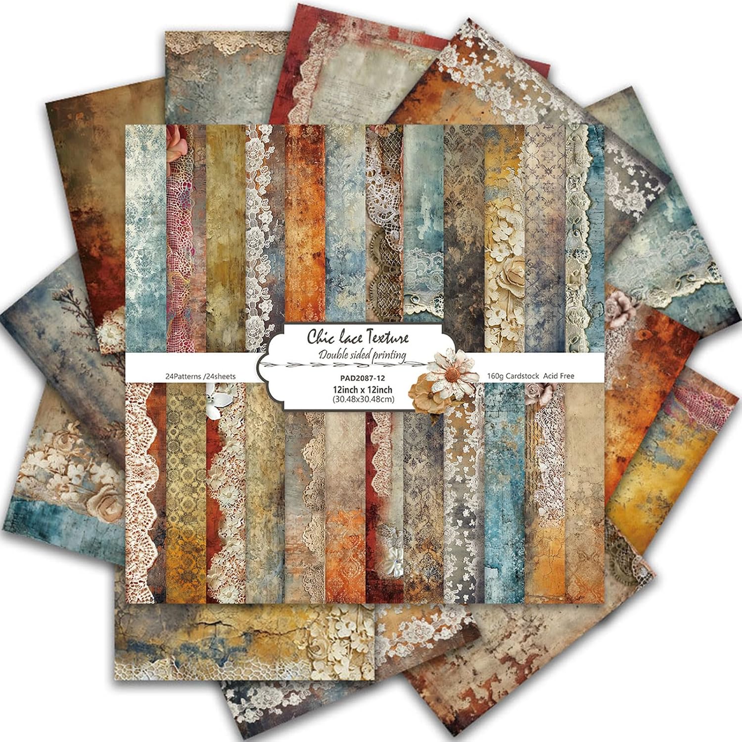 Vintage Scrapbook Paper 12 ×12 - 24Sheets Double-Sided Pattern Decorative Paper | Scrapbook Supplies & Card Making Supplies for DIY Crafts Art Journaling Photo Album Decor (Brown)