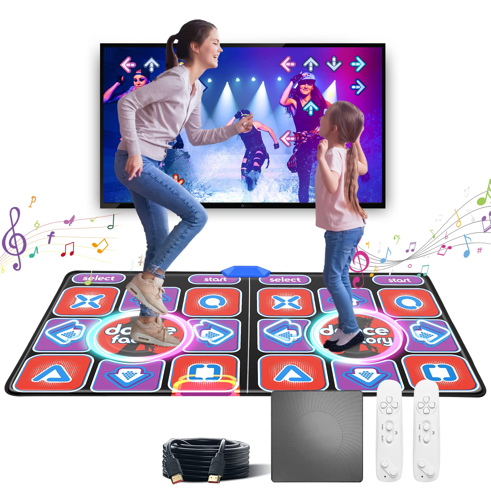 Aomdom Alfombra de Baile para niños y Adultos,Doble Alfombrilla de Baile Musical Antideslizante y Duradera con Receptor inalámbrico, inalámbrico con 200+ Juegos y 100+ música (166 * 93CM)