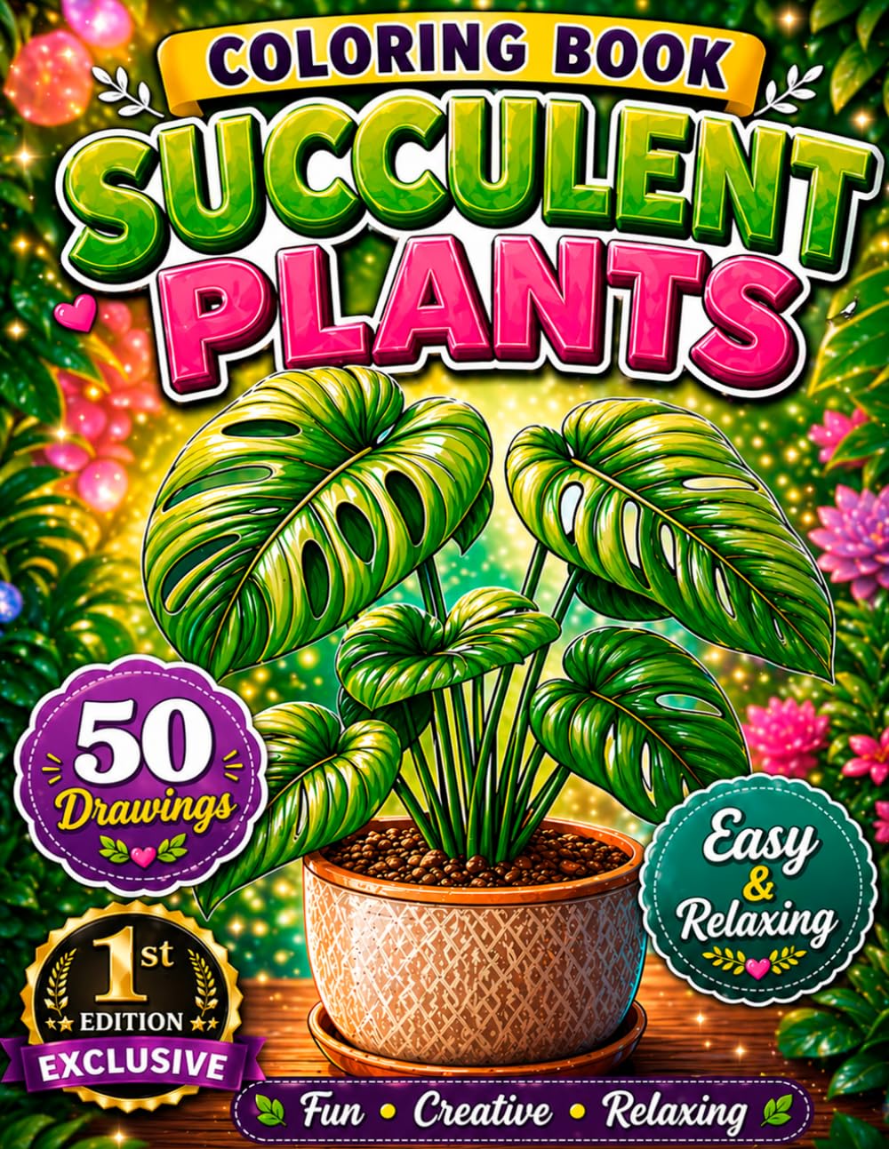 Succulent Plants Coloring Book: Beautiful Succulents Coloring Book with Easy and Detailed Designs for Relaxation, Stress Relief, Mindfulness and Creative Expression
