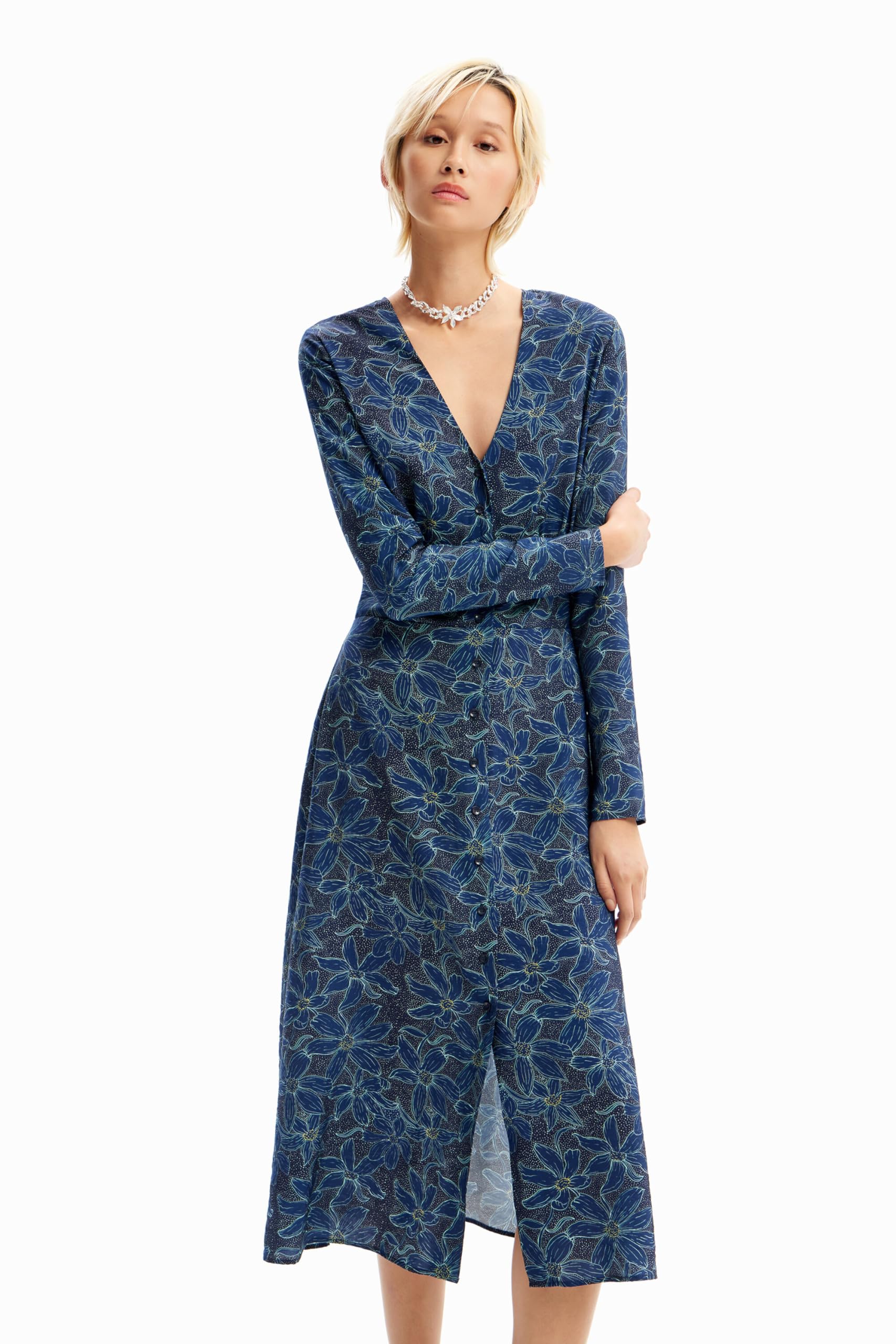 Desigual Damen Blau Women's Vest_charlotte Dress, Blue, Xl