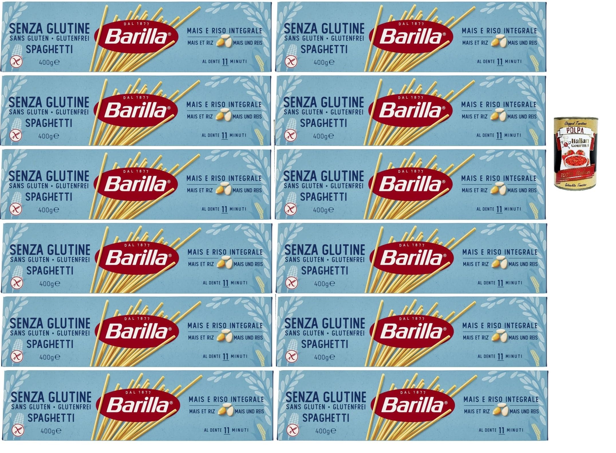 Italian Gourmet Pasta Spaghetti senza glutine Mais Reis 12 x 400g vegan