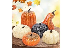 BigOtters Gold Crack Pumpkins, 6PCS Artificial Glitter Pumpkins Fake Pumpkins Assorted Foam...