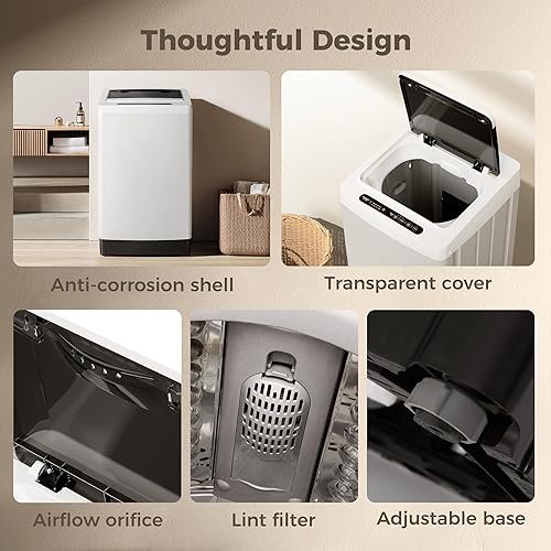 Miniatura 7 de Lavadora portátil de 1.5 pies cúbicos, lavadora de capacidad completamente automática con 8 programas, 10 niveles de agua y bomba de drenaje,