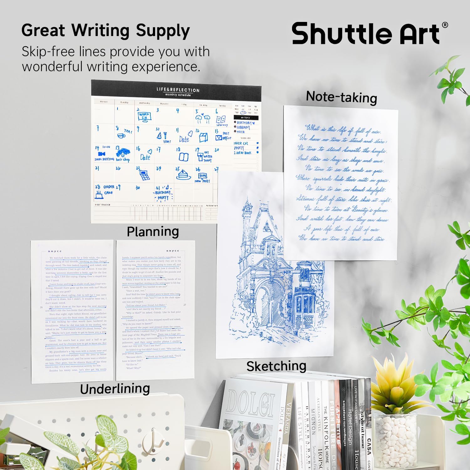 Shuttle Art Blue Gel Pens, 20 Pack Retractable 0.7mm Medium Point Rollerball Blue Ink Pens Smooth Writing with Comfortable Grip for Writing Journaling Taking Notes Office School Home - Image 4