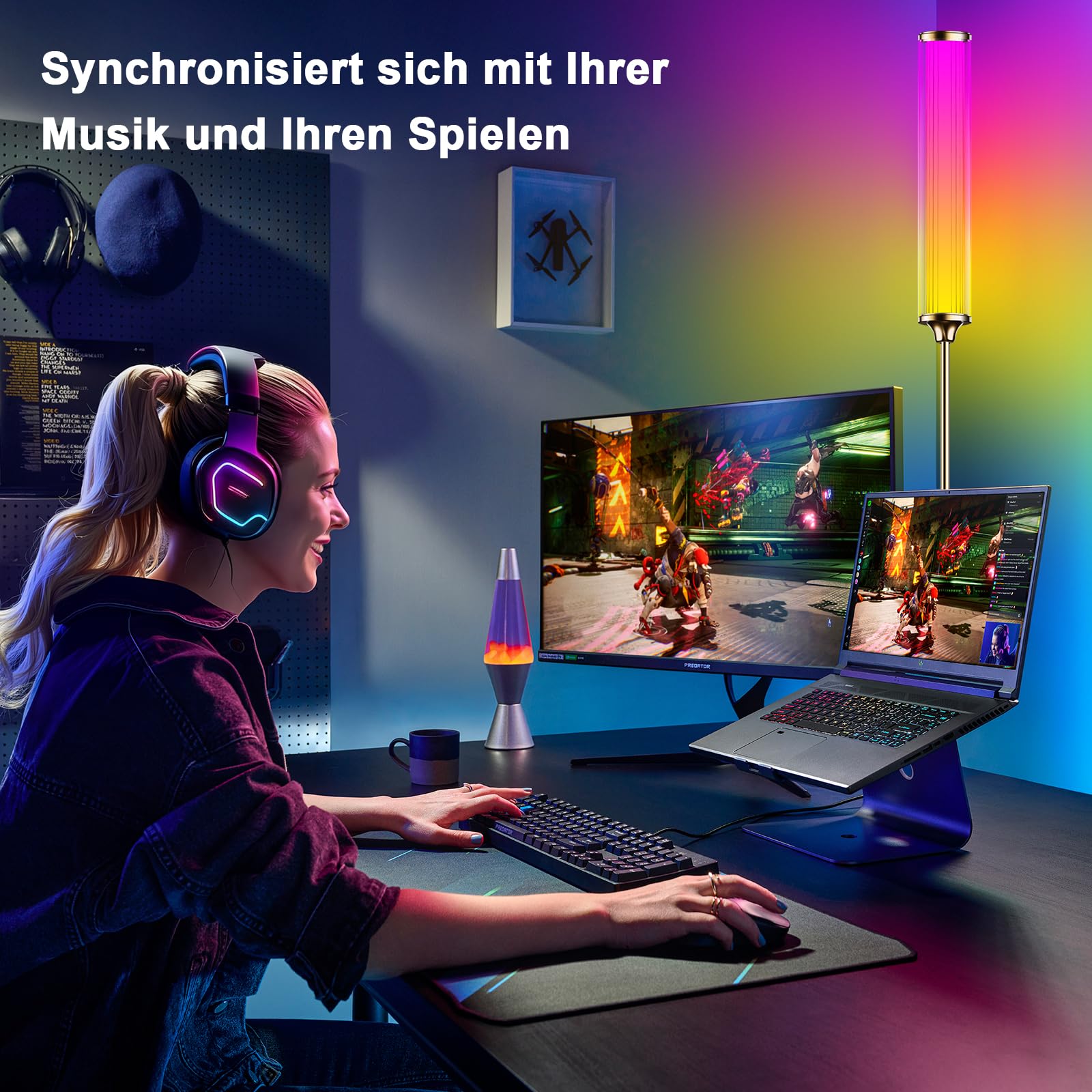 FRIDEKO HOME Lámpara de pie para salón inteligente RGB para sala de estar y decoración de juegos, lámpara de pie con aplicación y mando a distancia, lámpara de esquina alta para dormitorio