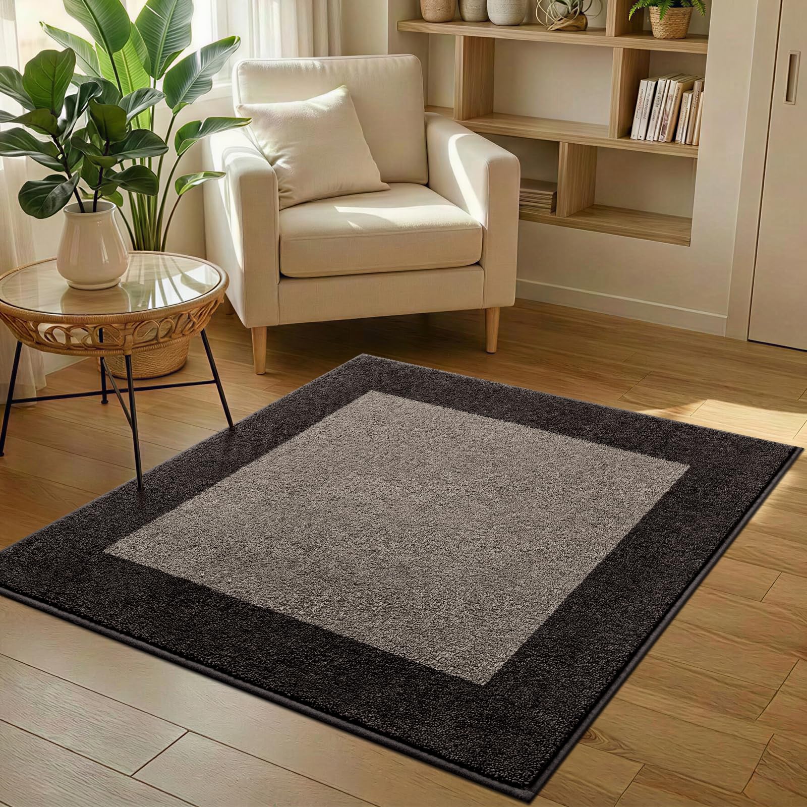 Square Rug 48" x 48", Non Slip Kitchen Rug for Floor, Roll Packing