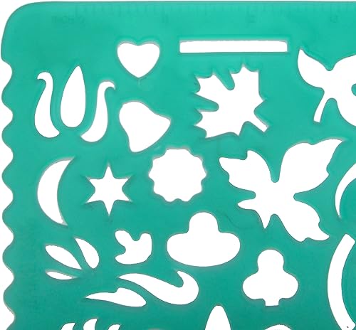 Miniatura 5 de Juego de 2 plantillas de plástico para plantillas, regla de dibujo con varios diseños recortados para proyectos de arte y manualidades, dibujo