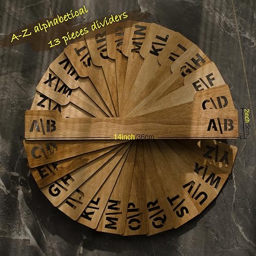 Miniatura 8 de Separadores de discos de vinilo con pestañas alfabéticas A-Z, 13 piezas separadoras de madera para álbum LP, cómics, archivador, revista,