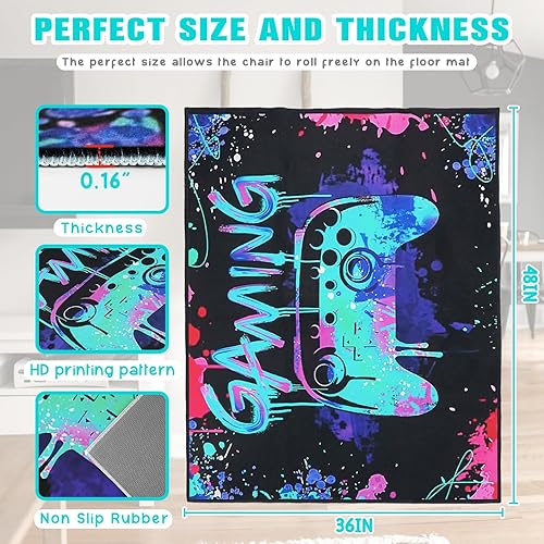 Miniatura 2 de Tapete para silla de juegos para suelo de madera dura, 36 x 48 pulgadas, alfombra para silla de oficina para sillas rodantes de juegos, escritorio