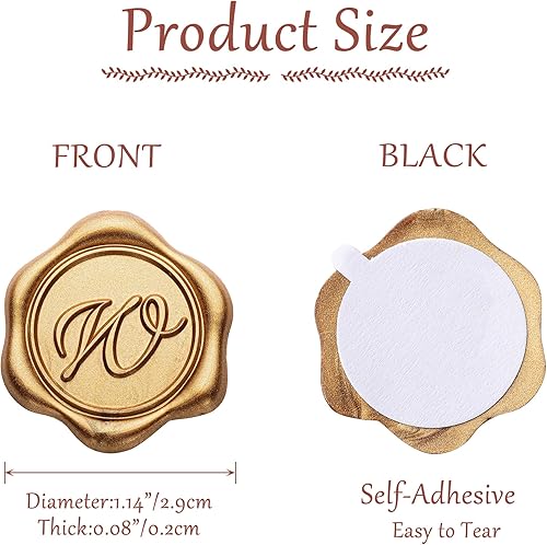 Miniatura 3 de Yoption Calcomanías adhesivas de cera con letra del alfabeto W, paquete de 100 calcomanías para sellos de cera de letras, sellos de sobre,
