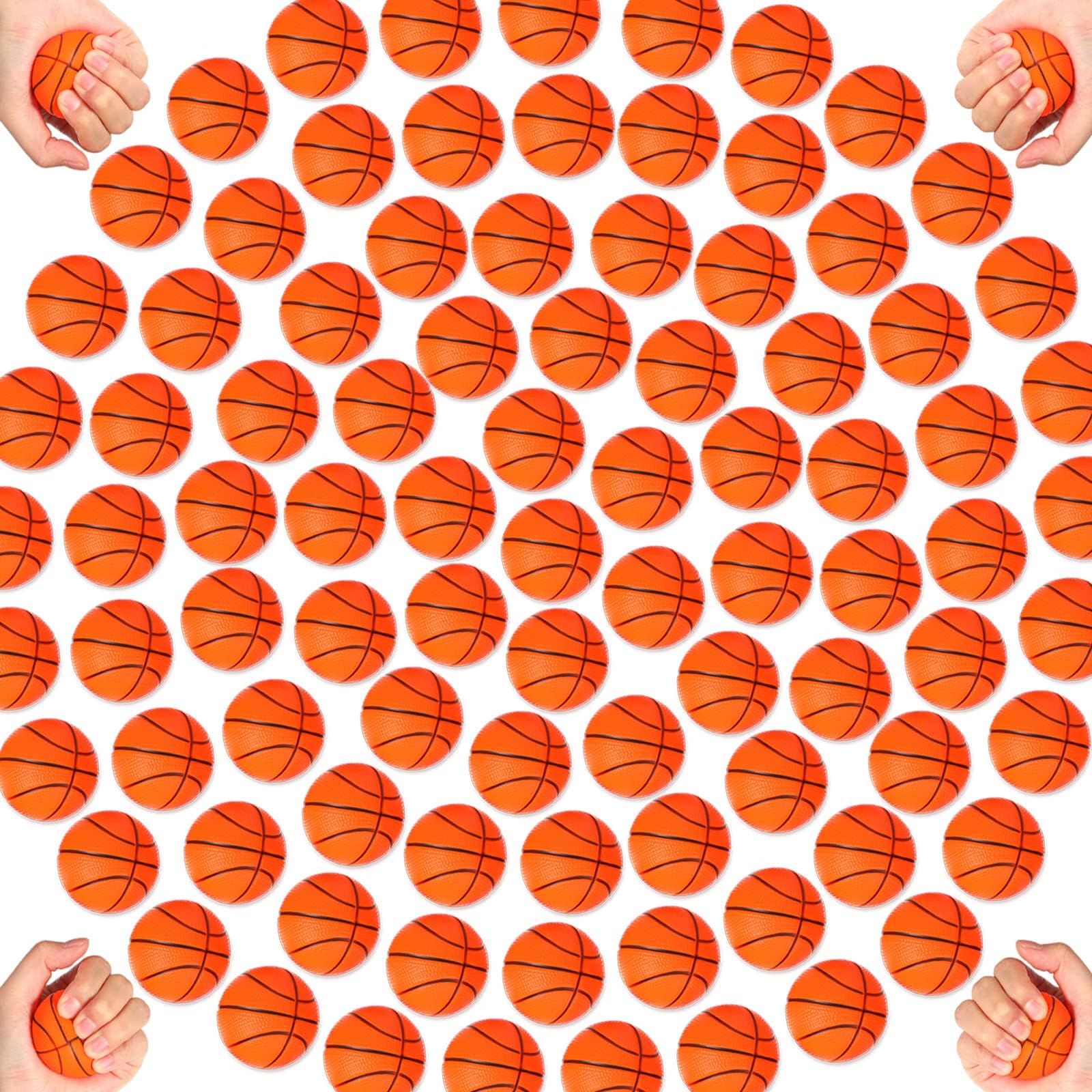 Leitee 120 Pcs Mini Basketball Soft Foam Stress Balls Small Squeeze Basketball Toys 1.6 inch Bouncy Ball for Anxiety Stress Relief Party Favor Decoration School Reward Present Game