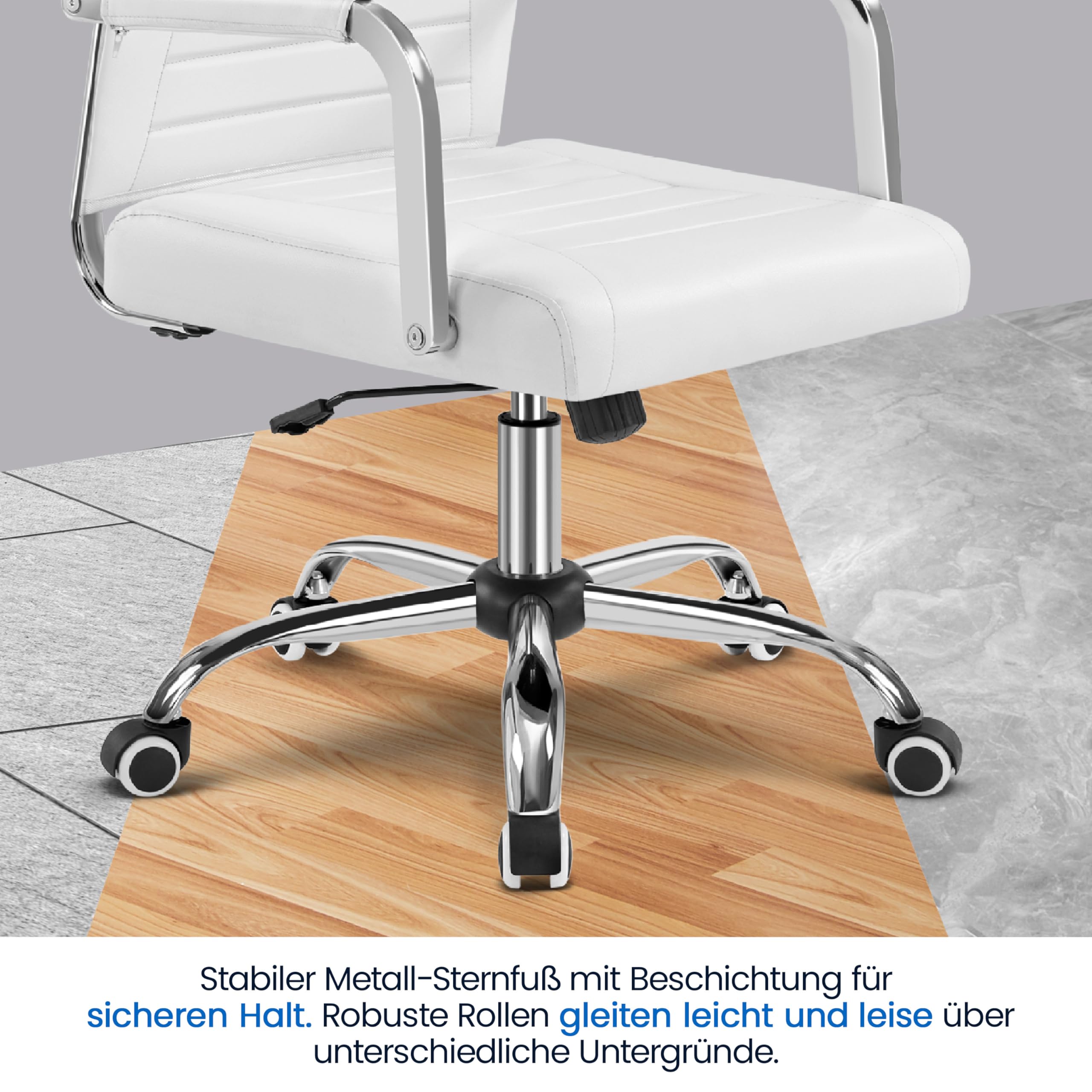 Yaheetech Bürostuhl ergonomischer Schreibtischstuhl mit Armlehnen, Chefsessel Computerstuhl hoher Rückenlehne, Arbeitsstuhl mit Wippfunktion bis 136 kg Belastbar Weiß