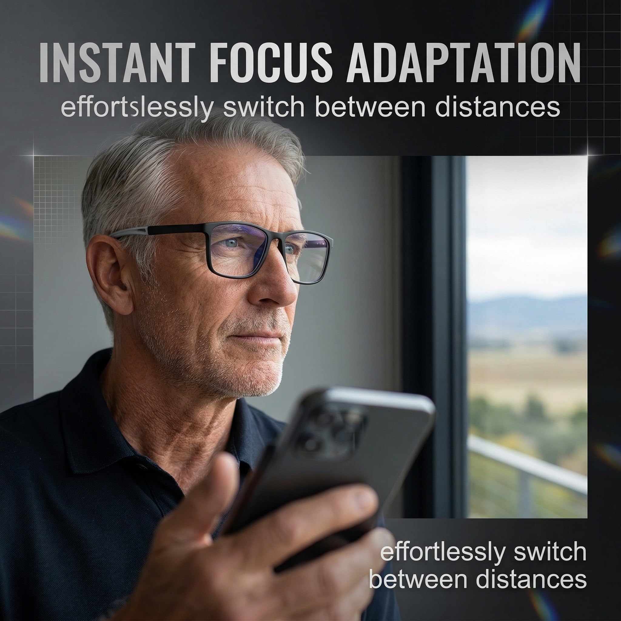 GWEOR 3 Pares Gafas con Enfoque Automático y Ajuste Automático para Diferentes Necesidades Visuales, Incluidas 3 Fundas Negras y 3 Paños para Gafas — view 5