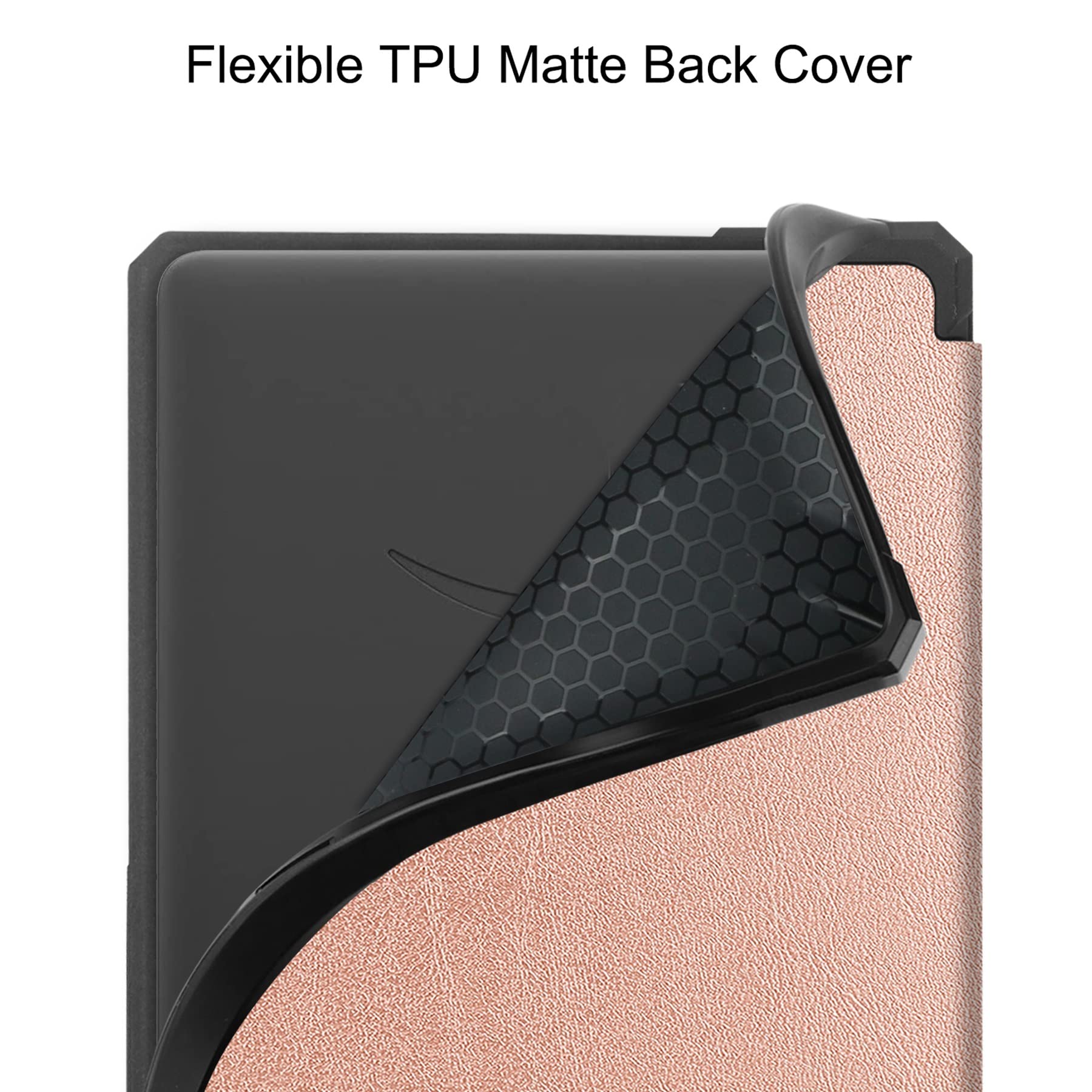 Slim Case dla Kindle PaperWhite (wersja 6,8 "2021), TPU. Skórzany przypadek Ochronna Smart Folio Shell Pokrywa z zamknięciem magnetycznym i funkcją stoiska auto Wake/sen(Rose Gold)