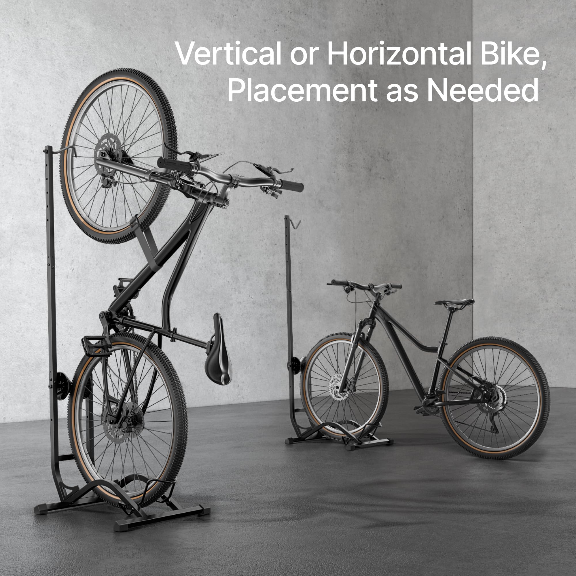 PEGZONE Fahrradständer, Vertikal & Horizontal, höhenverstellbarer, Passend für 20-29 Zoll & 90 mm(3,5") Reifenbreite, Fahrradbodenständer mit 35 kgs Tragkraft für Garage und Zuhause, platzsparend