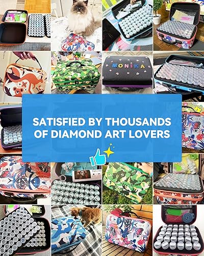 Miniatura 6 de ARTDOT - Contenedor para almacenamiento de accesorios y herramientas para pintura con diamantes 5D, con 60 ranuras para cuentas o joyería color azul