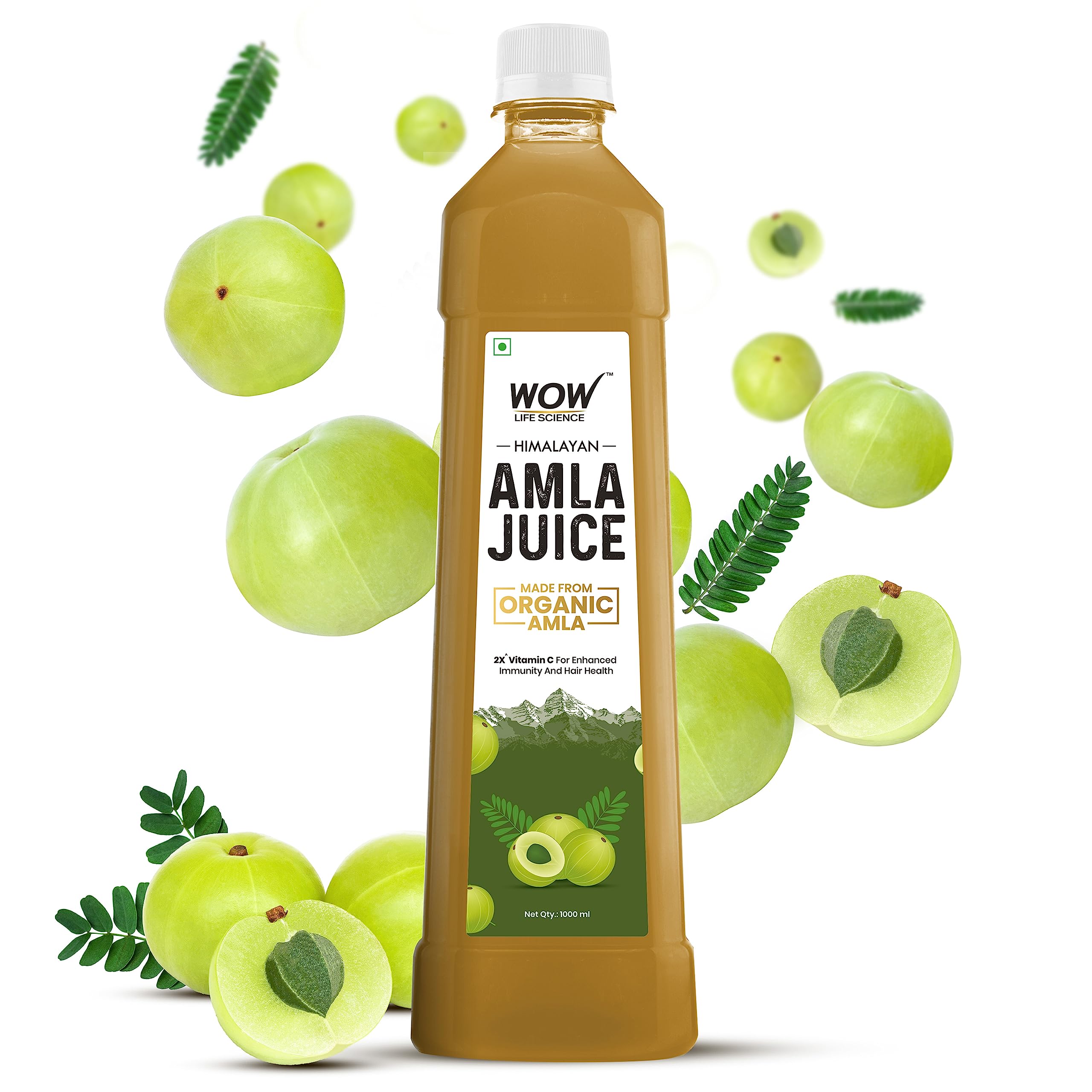 WOW Life Science Himalayan Amla Juice - 1L | 2X vitamin C | Made with 100% Organic Amlas | Cold Pressed Herbal Juice | Boosts Immunity, Improves Digestion & Metabolism, Promotes Healthy Hair & Skin (B0C7CQBTMC) Amazon Price History, Amazon Price Tracker