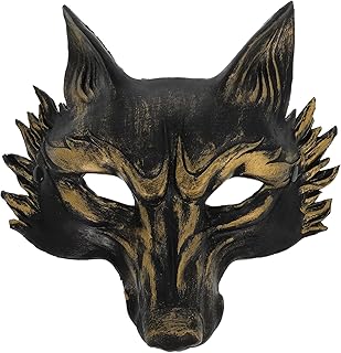 Abaodam Halloween Wolf Masks Animal Masquerade Wolves Masks Half Face Cosplay Masks DIY Cat Animal Party Accessories For Masquerade Drama Costume Black