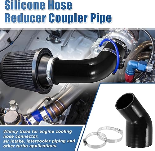 Miniatura 2 de X AUTOHAUX 1 juego de 45 grados 3.0 pulgadas a 4.0 pulgadas ID 4 capas reductor de codo de coche de silicona acoplador de manguera intercooler tubo
