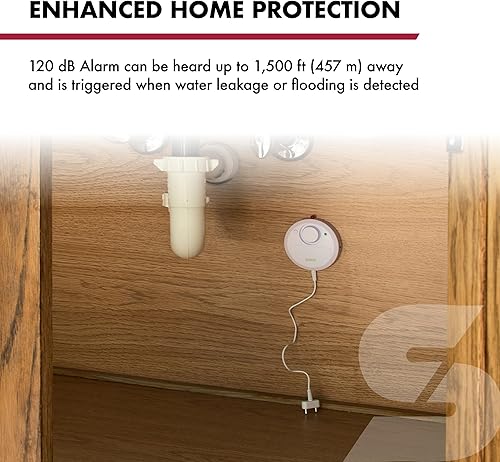 Miniatura 5 de SABRE sensor de alarma de fugas o desborde de agua, con cables, sirena de 110dBFácil instalación propia