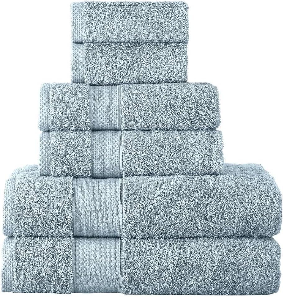 Handtowels and Towels 6-Piece Set, Bathroom Towel Set, Cotton Quick Drying and Absorbent