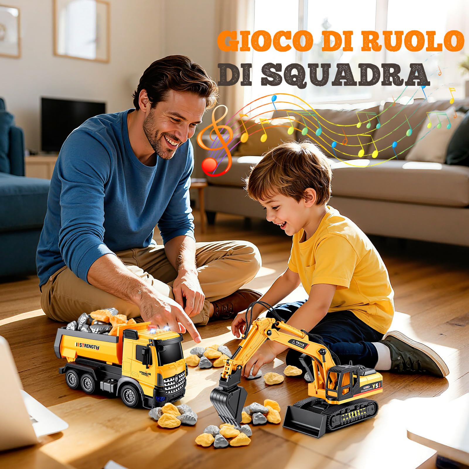 EUCOCO Giochi Bambini 3 4 5 6 7 8 Anni, Ruspa Escavatore Camion Giocattolo Per Bambini Regalo Bambino 3-8 Anni Macchinine Per Bambini Giocattolo Bambino 3-8 Anni Regali Compleanno Bambini Bambino
