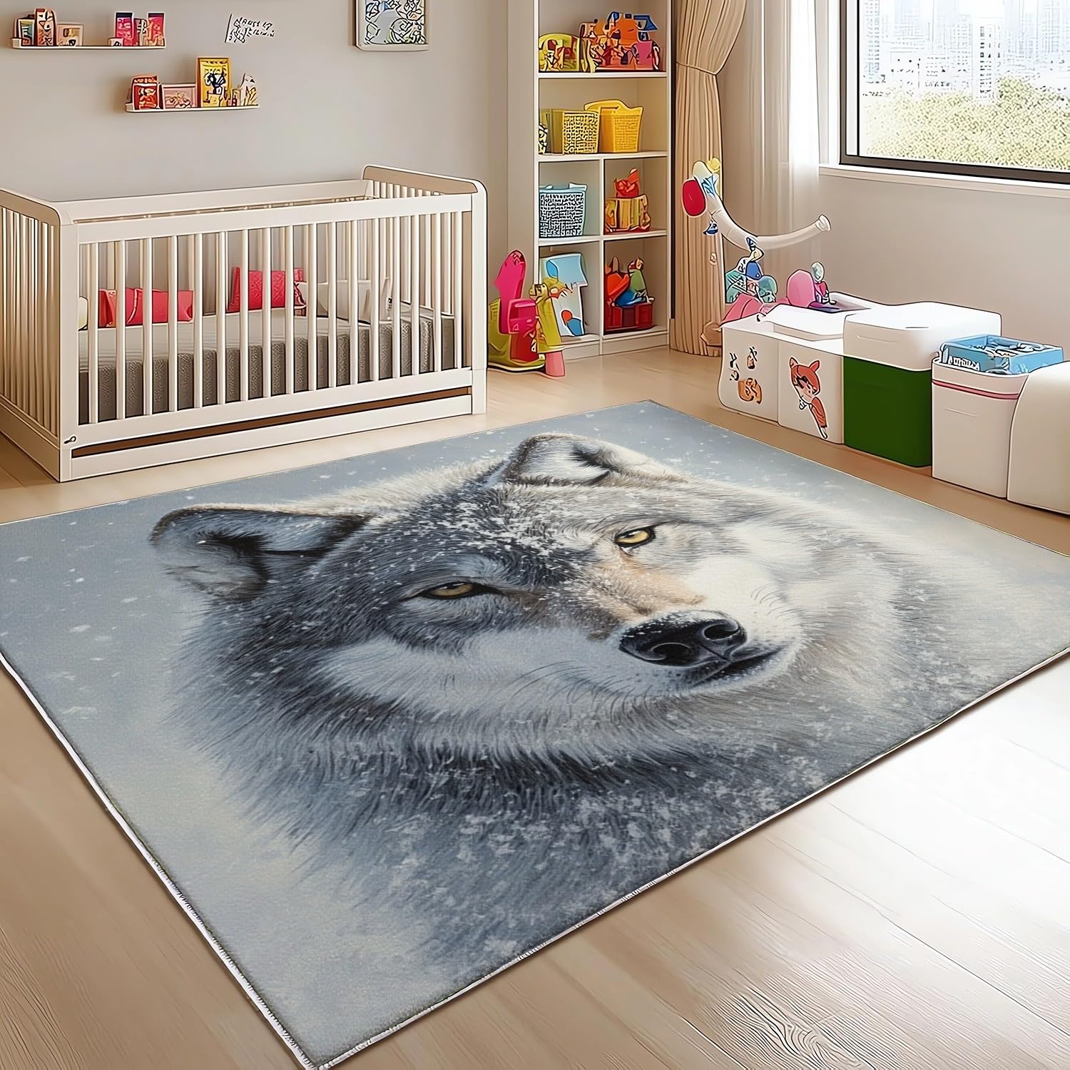 Genérico Flanelowe dywaniki do pokoju antypoślizgowe 160 x 230 cm zwierzę syberyjski wilk miękka mata nie rozpadająca się, szare dywaniki do wnętrz do salonu, sypialni, jadalni