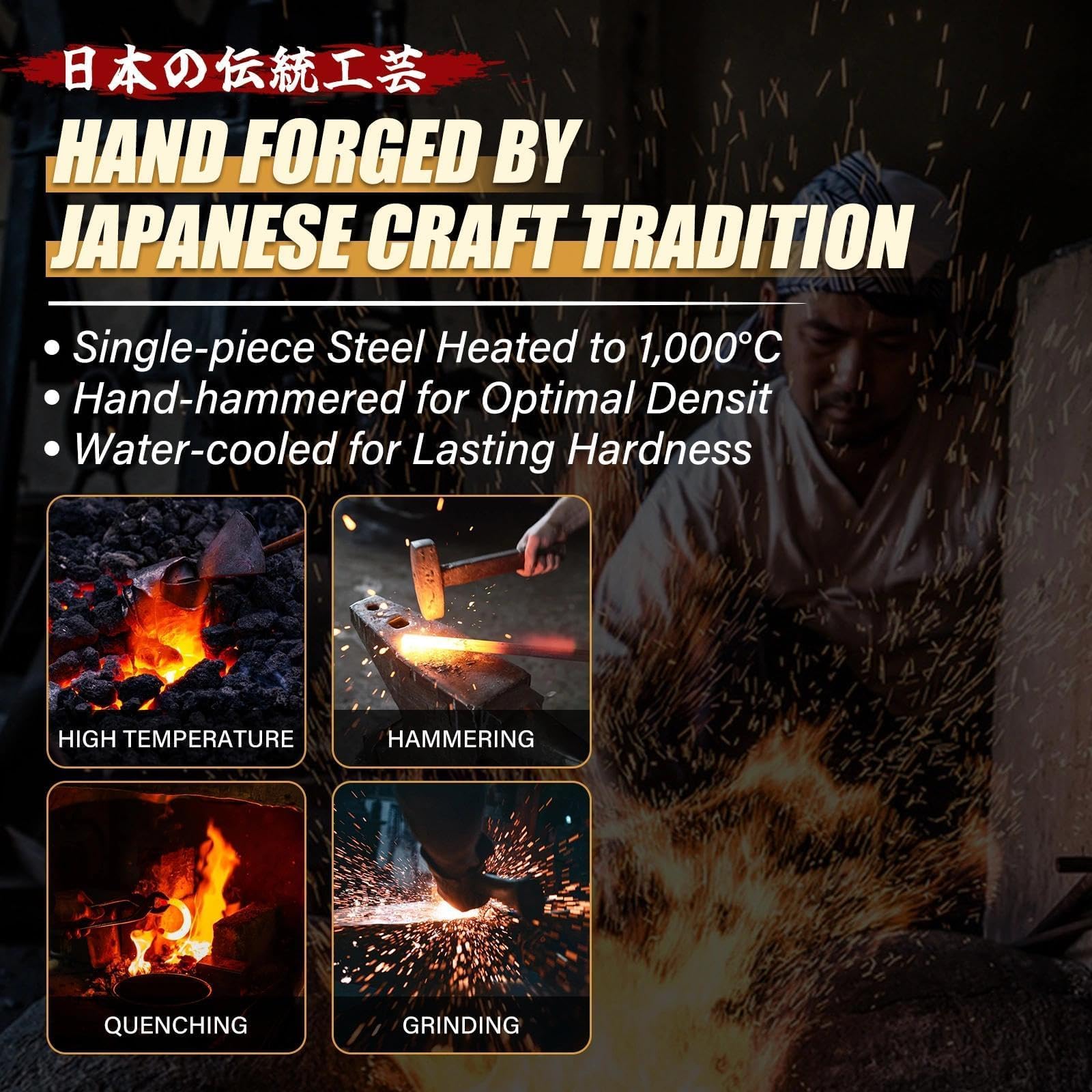 DRAGON RIOT Wikinger-Messer zum Fleischschneiden, Geschmiedetes Japanisches Küchenmesser - Scharf Grillmesser, Japanisches Messer für Küche und Outdoor BBQ, Geschenkidee für Männer (Ohne Scheide)