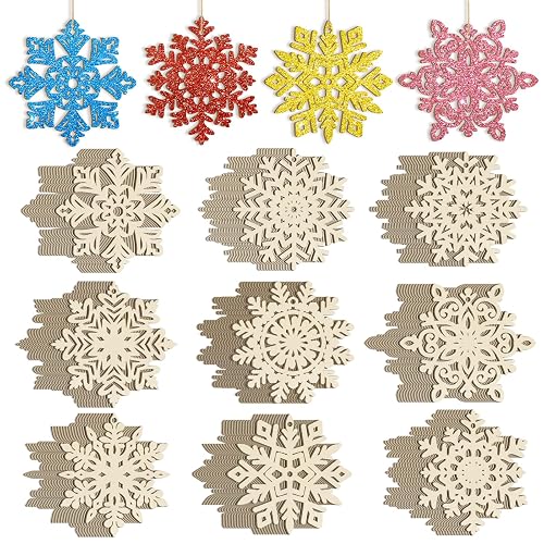 Wooden Christmas Snowflake Ornaments to Paint Christmas Decoration Cutouts Unfinished