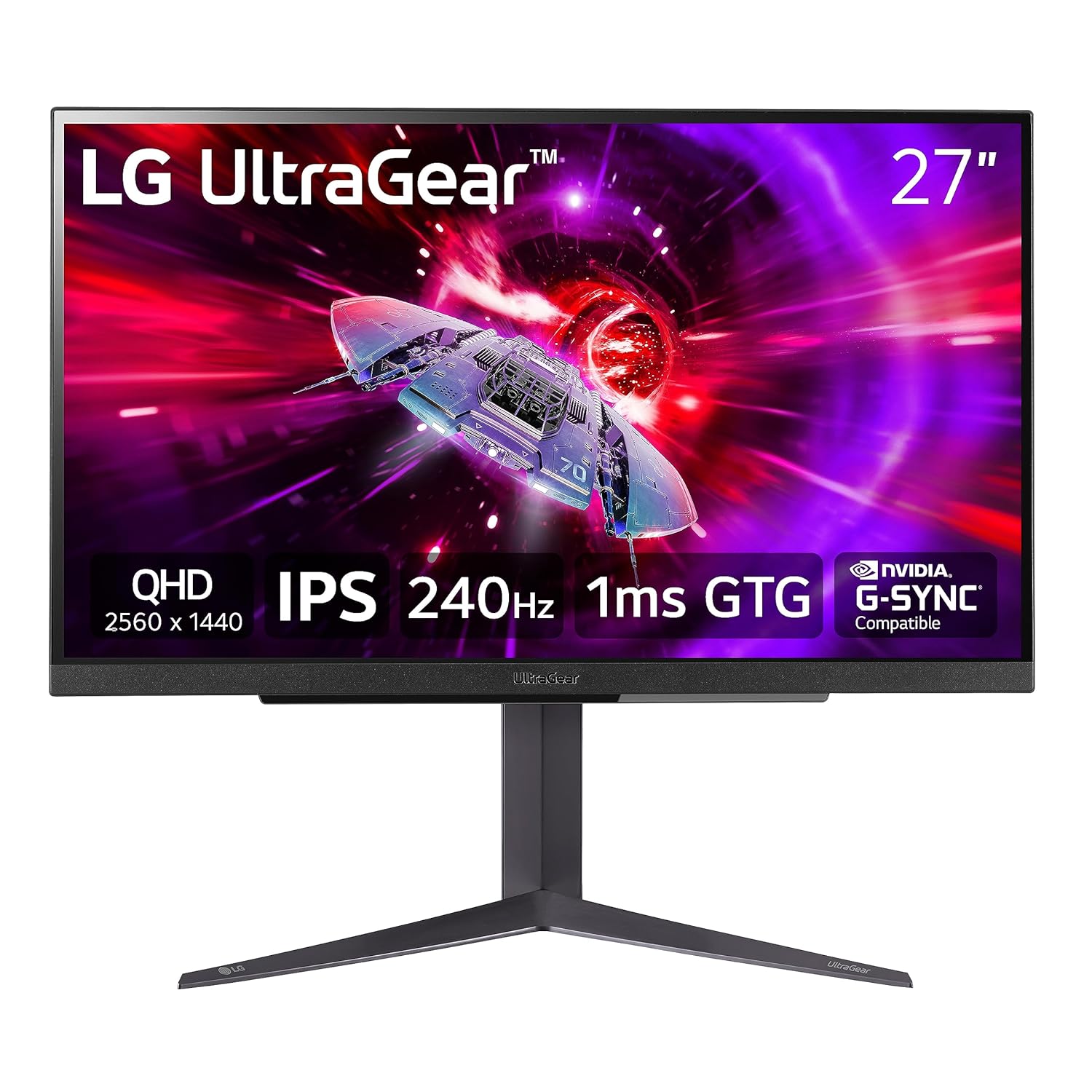 LG 27GR83Q-B 27-inch UltraGear QHD 2560x1440 IPS Gaming Monitor 240Hz 1ms DisplayHDR 400 G-Sync AMD FreeSync Premium HDMI
