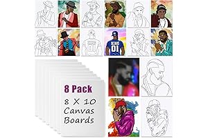 8 Pack Pre Drawn Canvas Boards for Painting For Adults