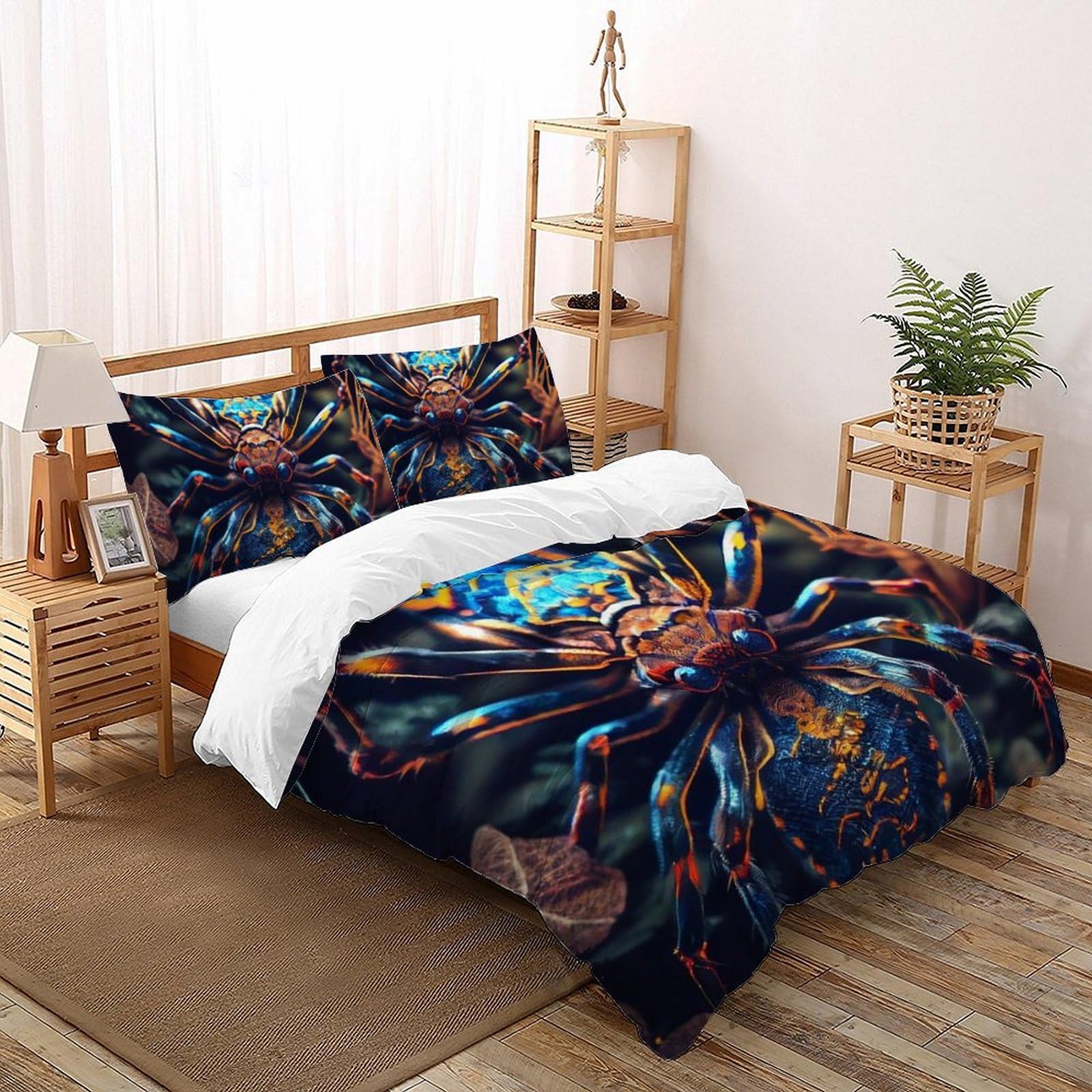 Housse de couette araignée peluche imprimé 3D 220x240 parure de lit microfibre enfants animaux