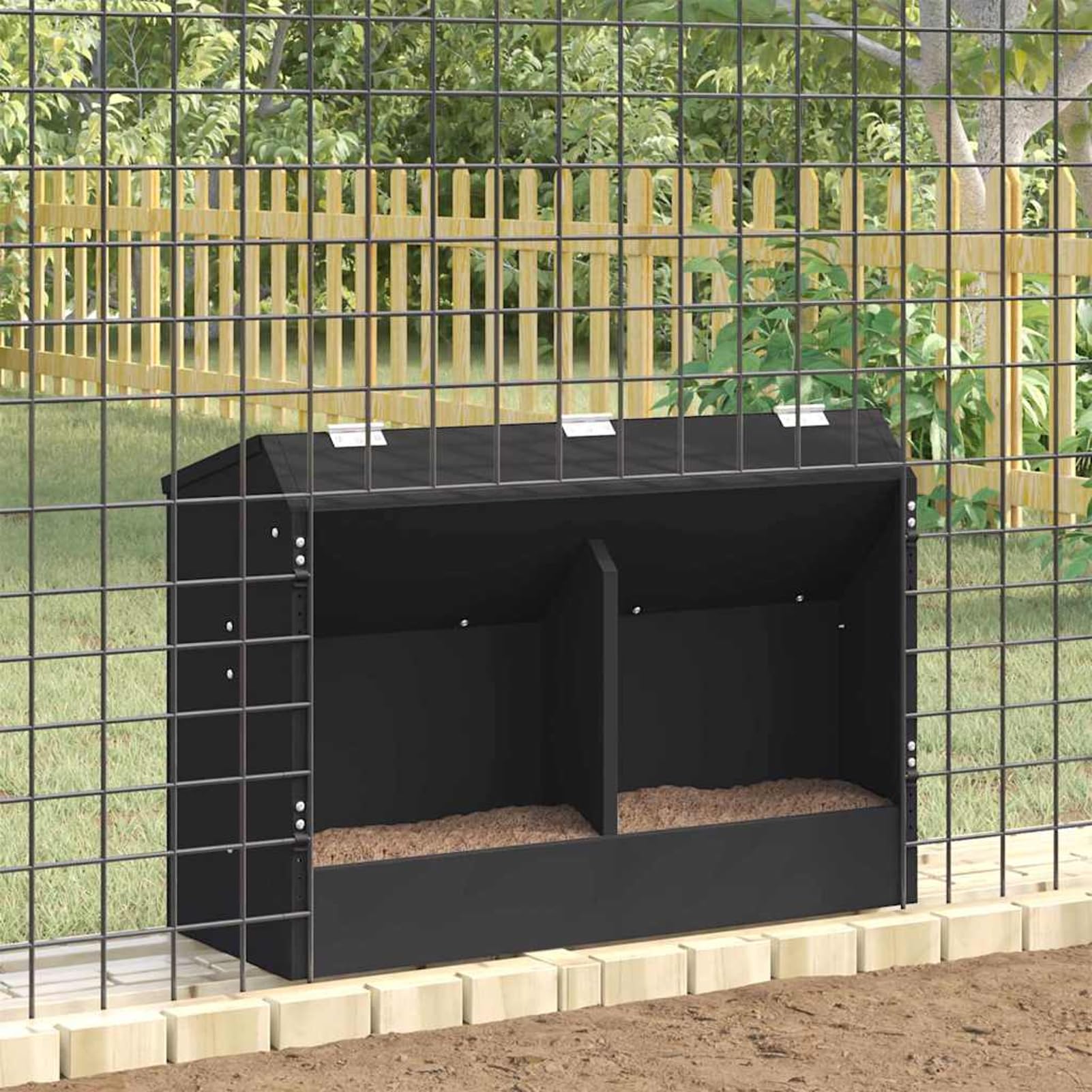 Kaninchenfütterer Schwarz 64,5 x 25,5 x 45,5 cm Zuführung Model874594