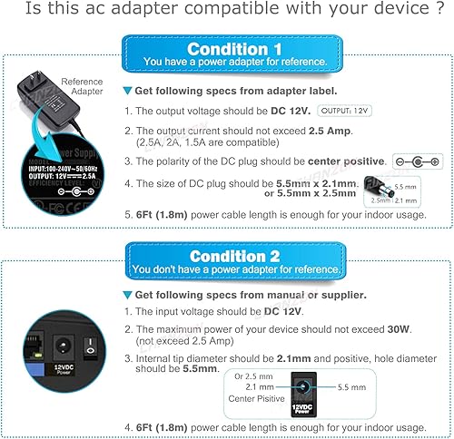 Miniatura 5 de Chanzon Adaptador de conmutación de CA y CC de 12 V, 3 A, 36 W, transformador de convertidor de verrugas de pared de 12 voltios y 3 amperios,