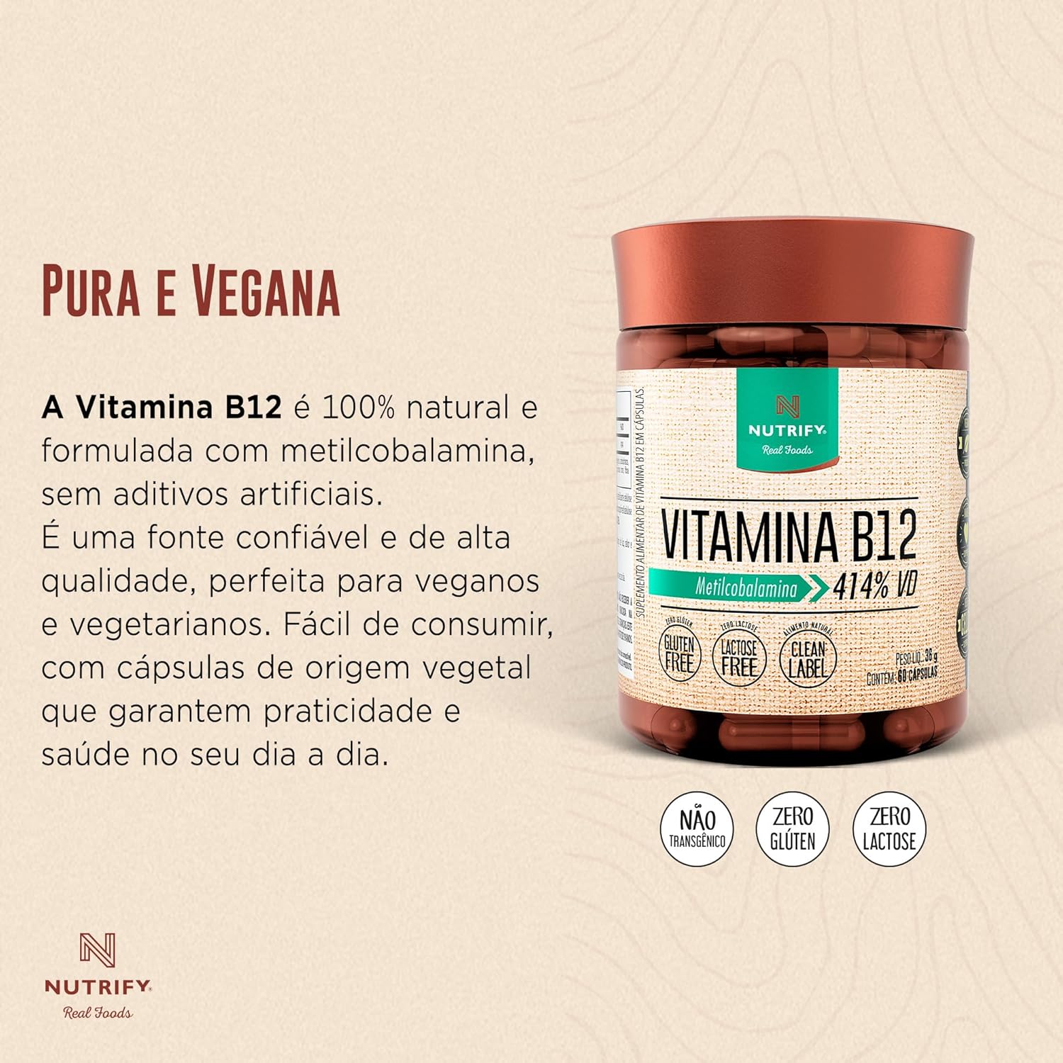 Nutrify – Vitamina B12 – Metilcobalamina 414% VD – Multivitamínico – Suplemento Alimentar para o Metabolismo Energético – Vegano e Livre de Aditivos Artificiais – 60 Cápsulas em promoção! Veja a oferta e mais achadinhos de Vitaminas & Suplementos 6 Hoje é o melhor dia para comprar Nutrify – Vitamina B12 – Metilcobalamina 414% VD – Multivitamínico – Suplemento Alimentar para o Metabolismo Energético – Vegano e Livre de Aditivos Artificiais – 60 Cápsulas com aquele preço maroto! Promoção! Aproveite a oferta! 6