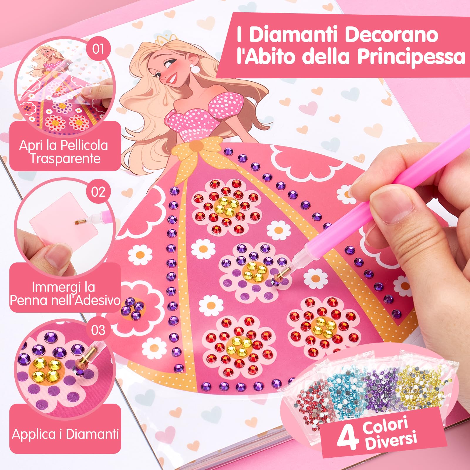 COCO&Friends Giochi Bambini 5-10 Anni - Diamond Painting Bambina con Foil Stickers, Lavoretti Creativi per Trucco, Natale Compleanno Giochi Regalo Bambina 4 5 6 7 8 Anni