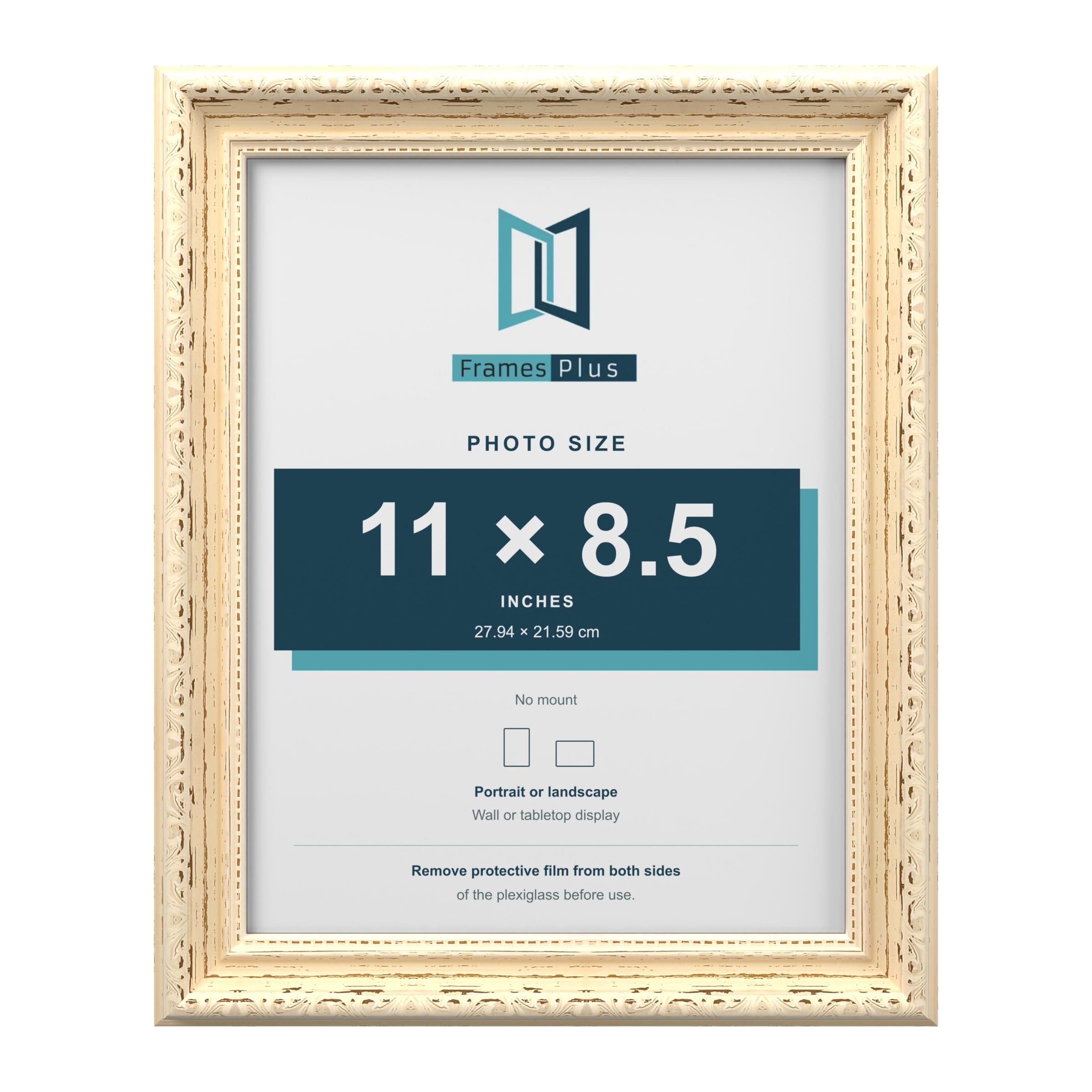 FramesPlus ORNATE Shabby Chic 11x8.5 Picture Frame, Cream — image 1